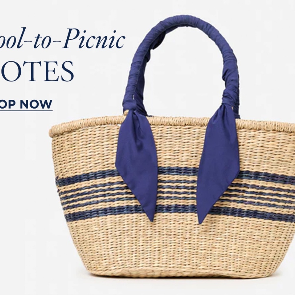 Stylish Blue and Natural Tote Bag